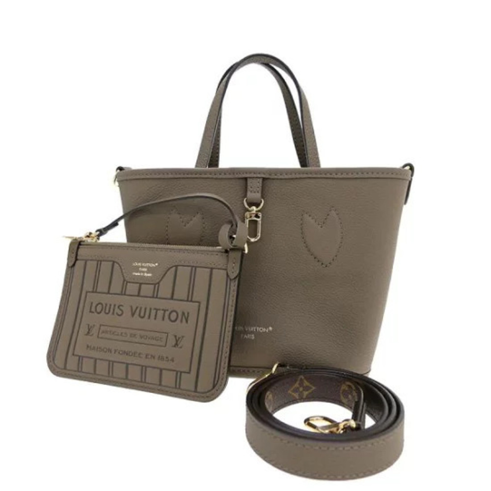 Louis Vuitton Neverfull Inside Tote Bag Leather Brown